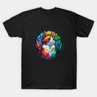 Cat Animal Portrait Stained Glass Wildlife Pet Adventure T-Shirt